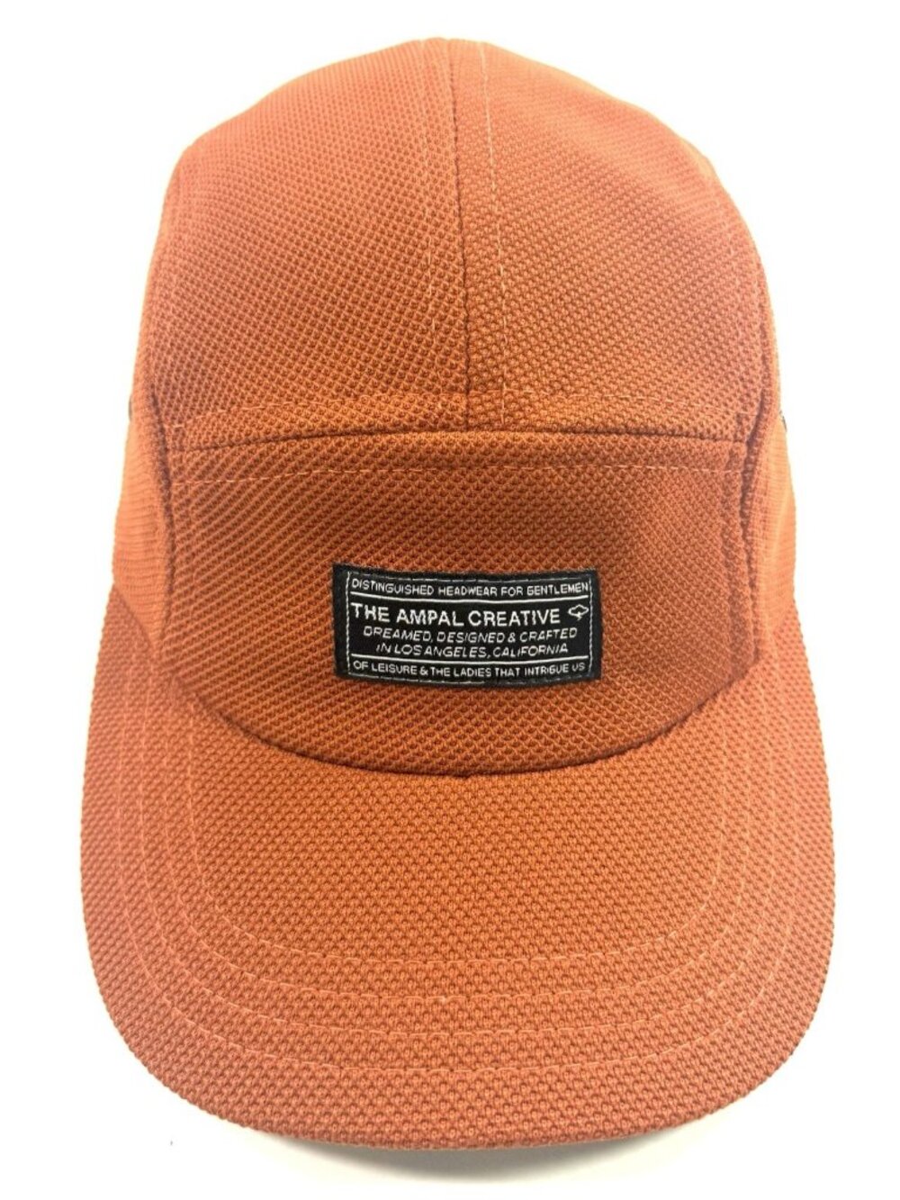 The Ampal Creative 5-Panel Mesh Cap Hat Strapback Adjustable Orange Made In USA